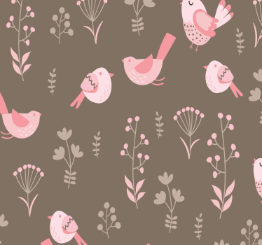 Floral fuglemønster fugletapet - Tenstickers