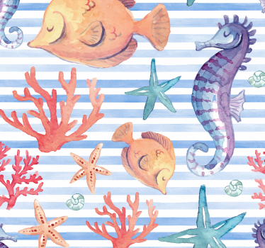 Oseanisk fauna-mønster tapet fisk - Tenstickers
