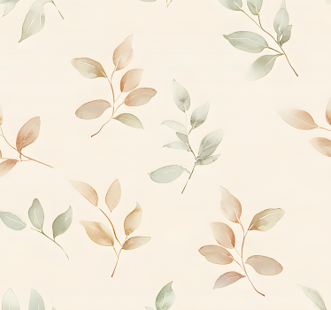 Beige blader design tapet inngang - Tenstickers