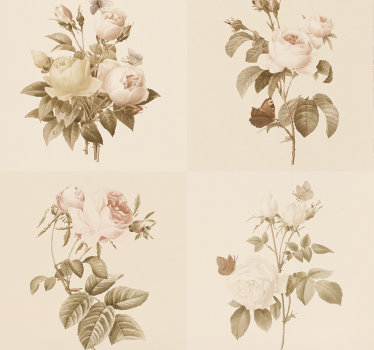 Floral fliser design tapet inngang - Tenstickers