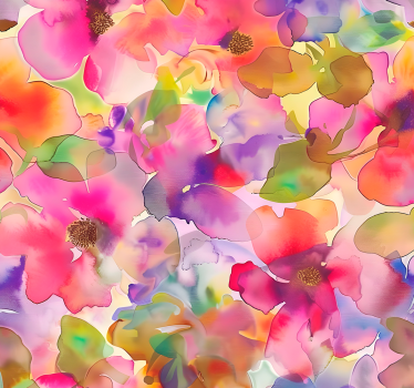 Flerfarget blomsterdesign tapet inngang - Tenstickers