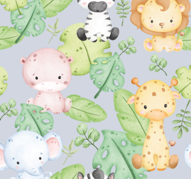 Baby design tapet med dyr - Tenstickers
