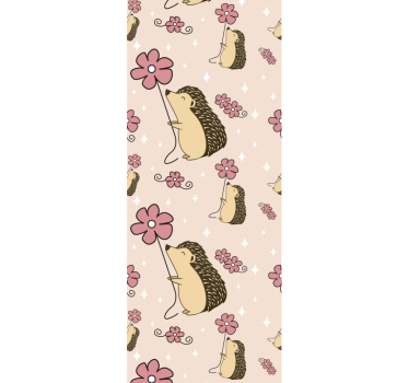 Pinnsvin og blomsterdesign tapet dyr - Tenstickers