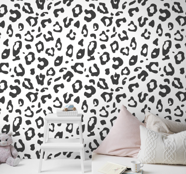 Svart og hvit leopard tekstur kult dyr tapet - Tenstickers
