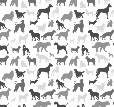 Svart hund silhuett mønster soverom tapet - Tenstickers