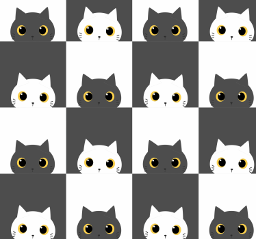 Svarte og hvite katter på film soverom tapet - Tenstickers