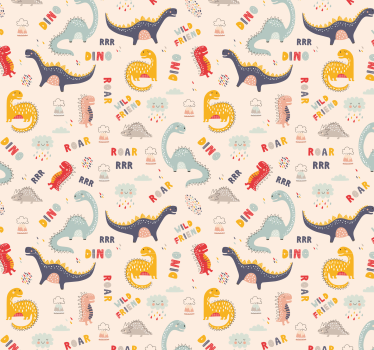 Fargerike dinosaurer med navn barn tapet - Tenstickers
