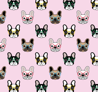 Fransk bulldog med briller soverom tapet - Tenstickers