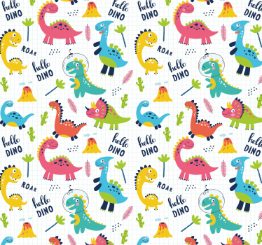 Muntert dino mønster dinosaur tapet - Tenstickers