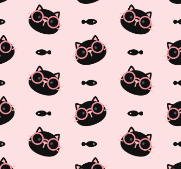 Svarte katter med rosa briller soverom tapet - Tenstickers