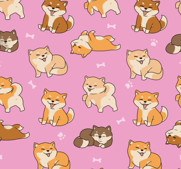 Fint mønster med corgi og rosa bakgrunn barne tapet - Tenstickers
