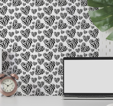 Sebra animal print hjerte utskrift tapet - Tenstickers