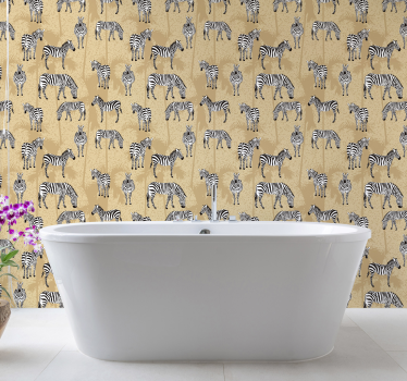 Badet tapet sebra safari - Tenstickers
