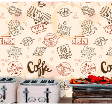 Kaffe ikoner spisestue tapet - Tenstickers