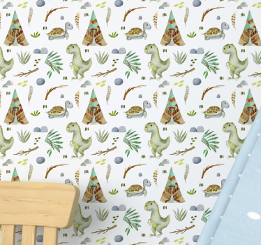 Akvarell dinosaurer barn tapet - Tenstickers