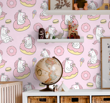 Tapet rosa enhjørning - Tenstickers