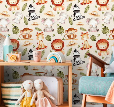 Beige safari barne tapet - Tenstickers
