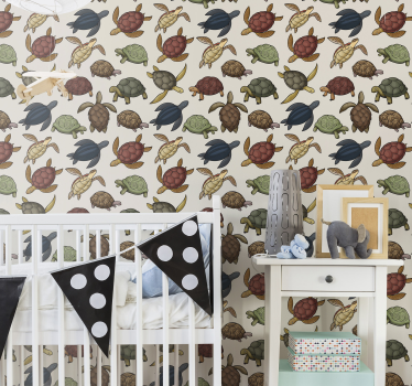 Beige skilpadde mønster tapet dyr - Tenstickers