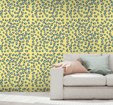 Blå og oransje leopard tekstur kult abstrakt tapet - Tenstickers