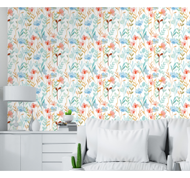 Blomsteravtrykk 'hydenyear' blomster tapet - Tenstickers