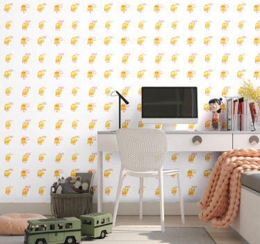Chick tegneserie mønster tapet med dyr - Tenstickers