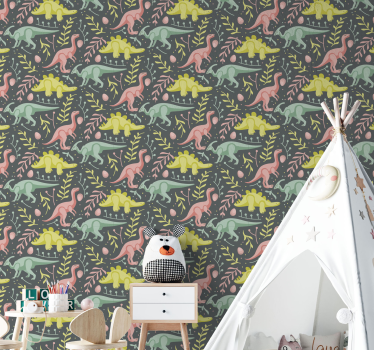 Dinosaur tegneserie lek dinosaur tapet - Tenstickers