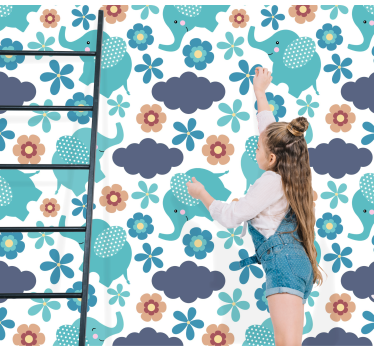 Elefant blomsterlek elefant tapet - Tenstickers