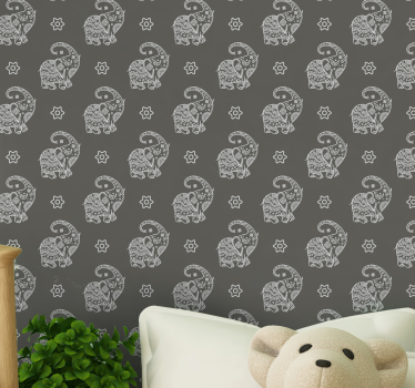 Elefant motiv tapet med elefanter - Tenstickers