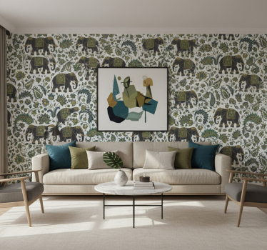 Elefant tapet realistisk elefantmønster - Tenstickers