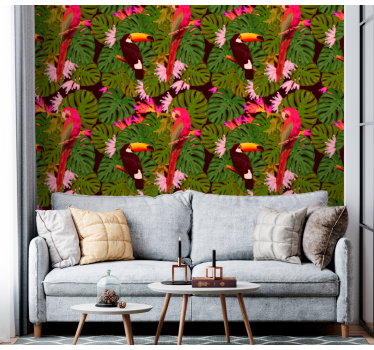 Elegante planter og dyr jungel tema tapet - Tenstickers