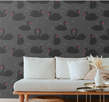 Elegante svarte svaner tapet dyr - Tenstickers
