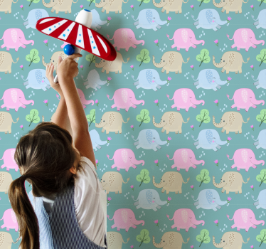 Fargerikt elefantmønster elefant tapet - Tenstickers