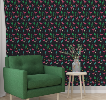 Flamingo mønster tapet dyr - Tenstickers