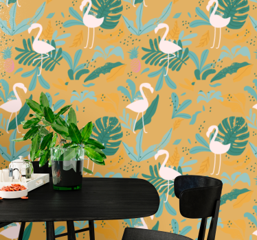 Flamingo tropisk tapet dyr - Tenstickers