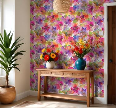 Flerfarget blomsterdesign tapet inngang - Tenstickers