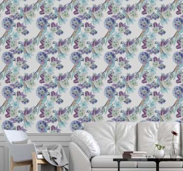 Floral papegøye design tapet med papegøyer - Tenstickers