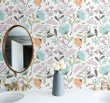 Forskjellige planter og blomster blomster tapet - Tenstickers