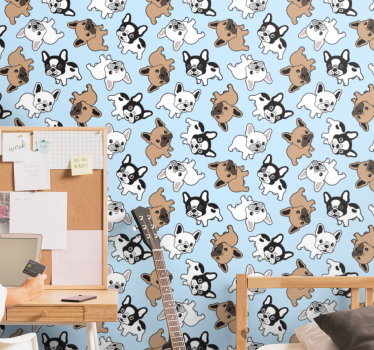 Fransk bulldog mønster soverom tapet - Tenstickers