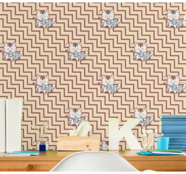 Geometrisk kattemotiv katt tapet - Tenstickers