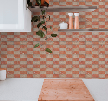 Geometriske beige fliser tapet kjøkken - Tenstickers