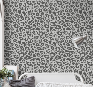 Grå trykkstil leopard tapet - Tenstickers