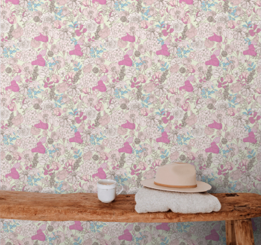 Grandmillenial stil blomster tapet - Tenstickers