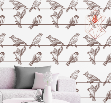 Hagefugl design stue tapet - Tenstickers