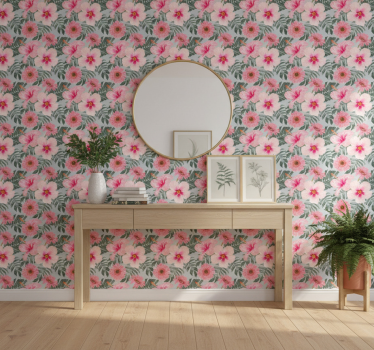 Hibiskus og blomster tapet korridor - Tenstickers
