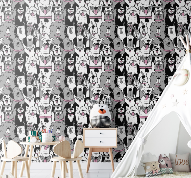 Hundekonturer barn tapet - Tenstickers