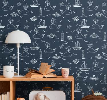 Hval nautisk scene tapet fisk - Tenstickers
