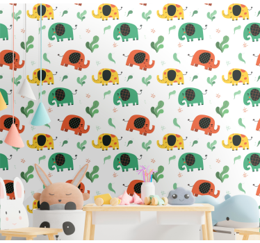Lekent elefantmønster elefant tapet - Tenstickers