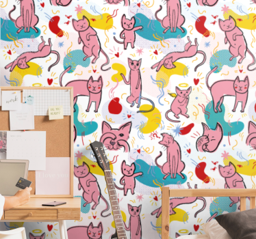 Lekne kattemønstre katt tapet - Tenstickers