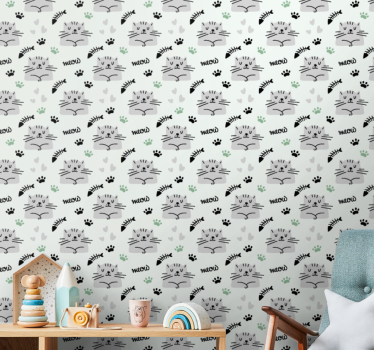Lekne kattungemønstre katt tapet - Tenstickers