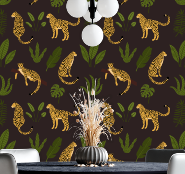 Leopard løvverk mønstre leopard tapet - Tenstickers